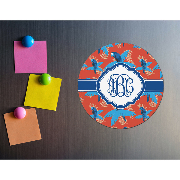 Blue Parrot Round Fridge Magnet - LIFESTYLE