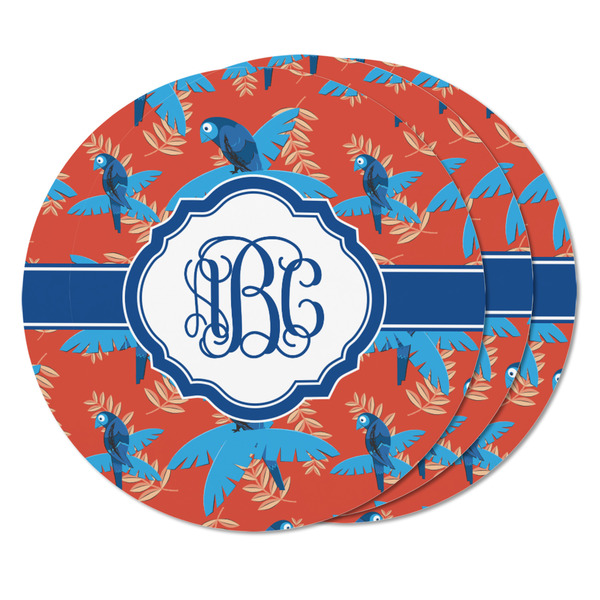 Blue Parrot Round Fridge Magnet - THREE