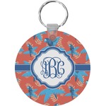 Blue Parrot Round Plastic Keychain (Personalized)