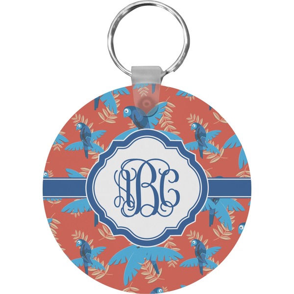 Blue Parrot Round Keychain (Personalized)