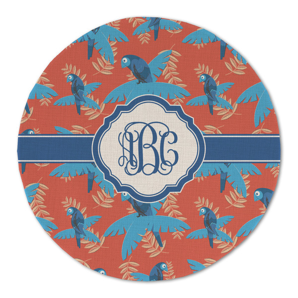 Blue Parrot Round Linen Placemats - FRONT (Double Sided)