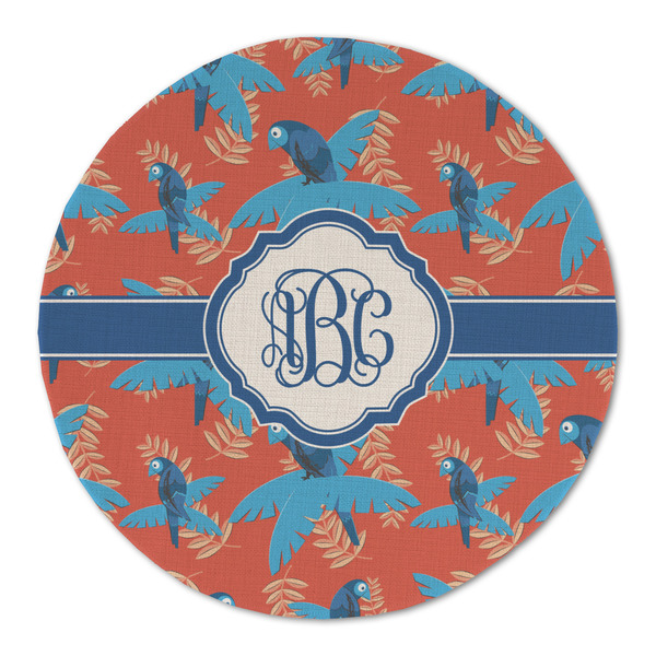 Custom Blue Parrot Round Linen Placemat (Personalized)