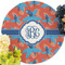 Blue Parrot Round Linen Placemats - Front (w flowers)