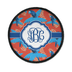 Blue Parrot Iron On Round Patch w/ Monogram