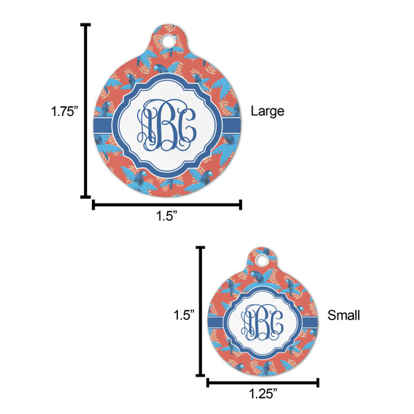 Blue Parrot Round Pet ID Tag - Large - Comparison Scale