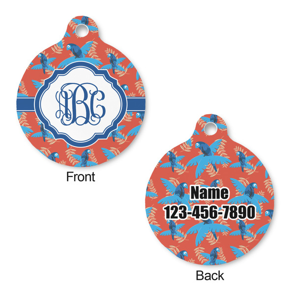 Blue Parrot Round Pet Tag - Front & Back