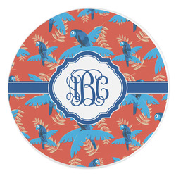 Blue Parrot Round Stone Trivet (Personalized)