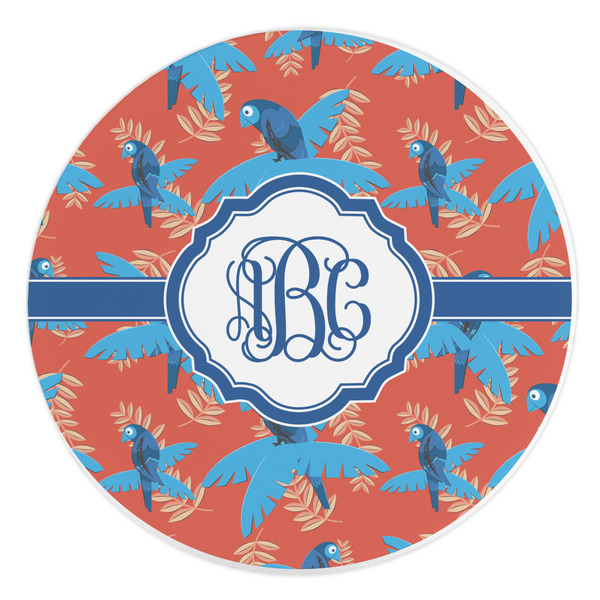 Custom Blue Parrot Round Stone Trivet (Personalized)