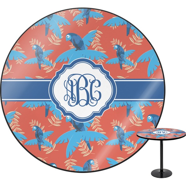 Custom Blue Parrot Round Table - 24" (Personalized)