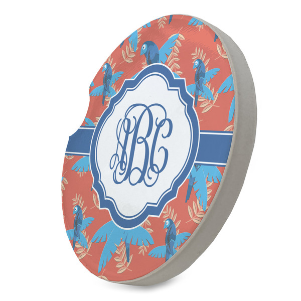 Blue Parrot Sandstone Car Coaster - STANDING ANGLE