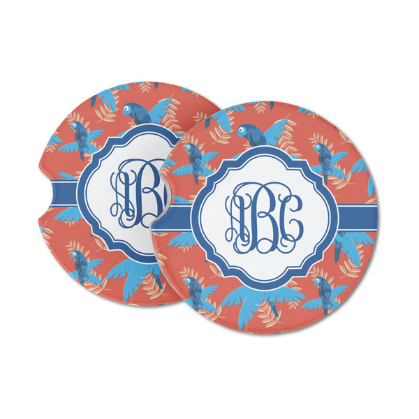 Custom Blue Parrot Sandstone Car Coasters - Set of 2 (Personalized)