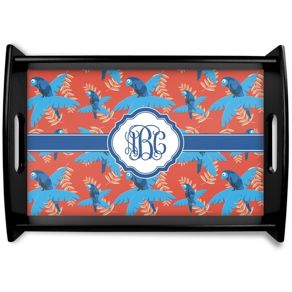 Custom Blue Parrot Black Wooden Tray - Small (Personalized)