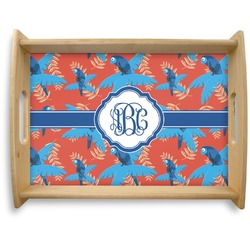 Blue Parrot Natural Wooden Tray - Large (Personalized)
