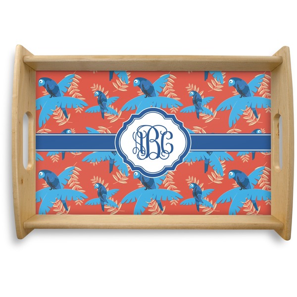 Custom Blue Parrot Natural Wooden Tray - Small (Personalized)