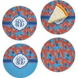 Blue Parrot Set of 4 Glass Appetizer / Dessert Plate 8" (Personalized)