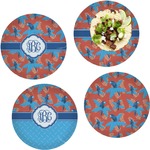 Blue Parrot Set of 4 Glass Lunch / Dinner Plate 10" (Personalized)