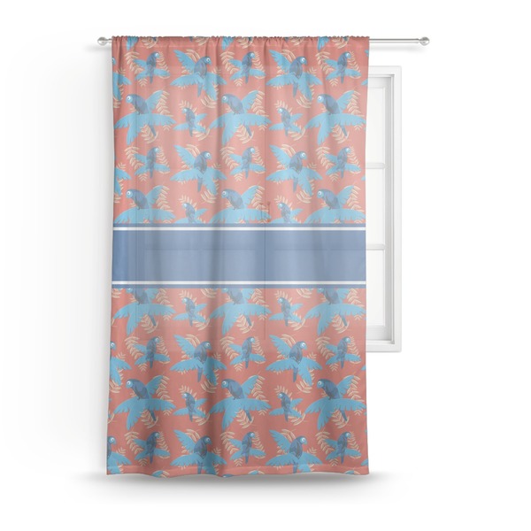 Custom Blue Parrot Sheer Curtain - 50"x84"