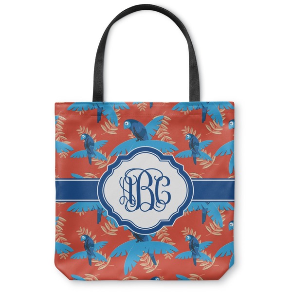 Custom Blue Parrot Canvas Tote Bag - Large - 18"x18" (Personalized)