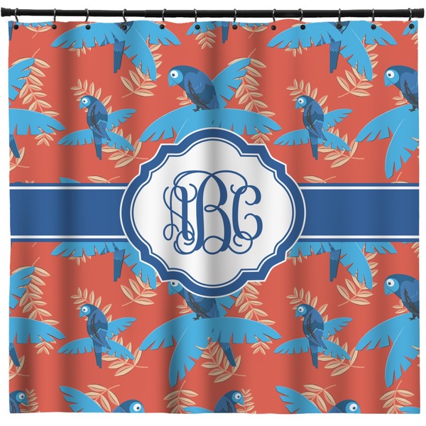 Custom Blue Parrot Shower Curtain (Personalized)
