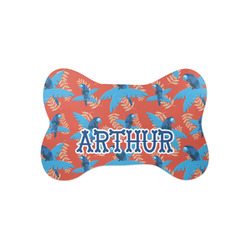 Blue Parrot Bone Shaped Dog Food Mat (Small) (Personalized)