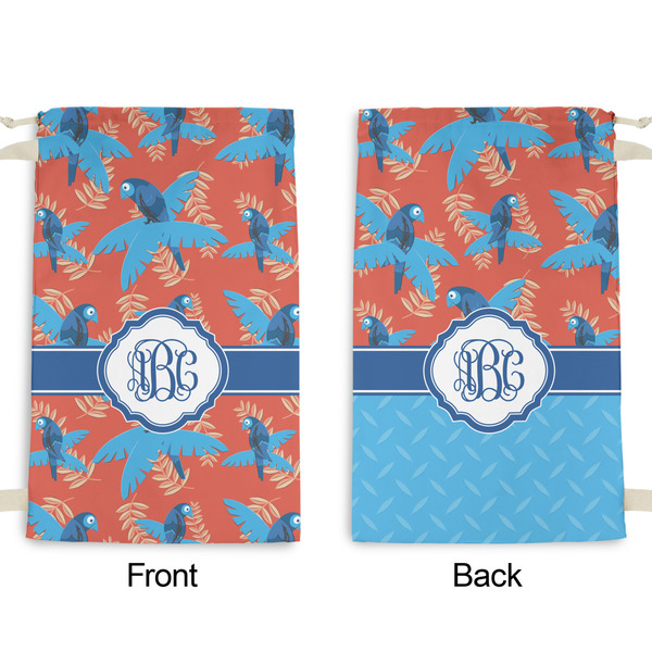 Blue Parrot Small Laundry Bag - Front & Back View