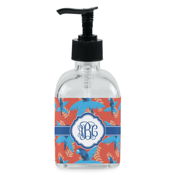 Custom Blue Parrot Glass Soap & Lotion Bottle - Single Bottle (Personalized)