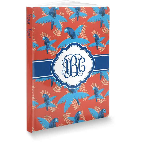 Custom Blue Parrot Softbound Notebook - 7.25" x 10" (Personalized)