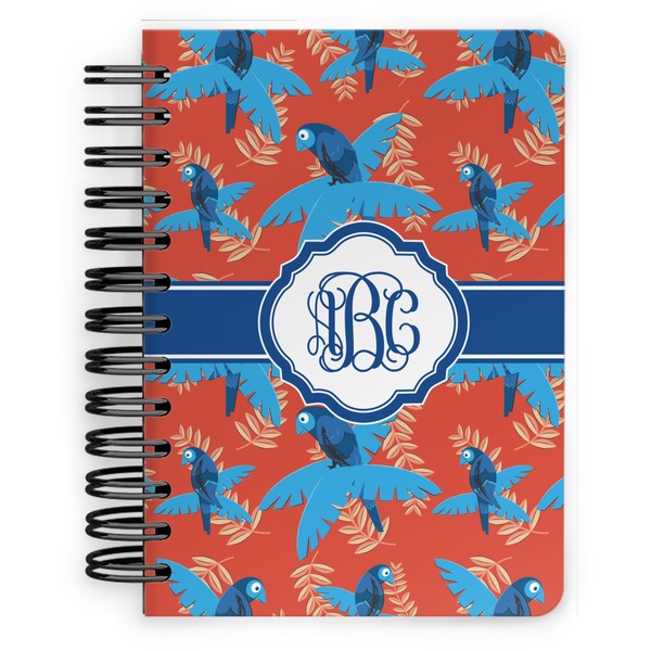 Custom Blue Parrot Spiral Notebook - 5x7 w/ Monogram