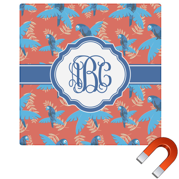 Custom Blue Parrot Square Car Magnet - 10" (Personalized)