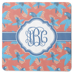 Blue Parrot Square Rubber Backed Coaster (Personalized)