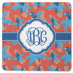 Blue Parrot Square Rubber Backed Coaster (Personalized)