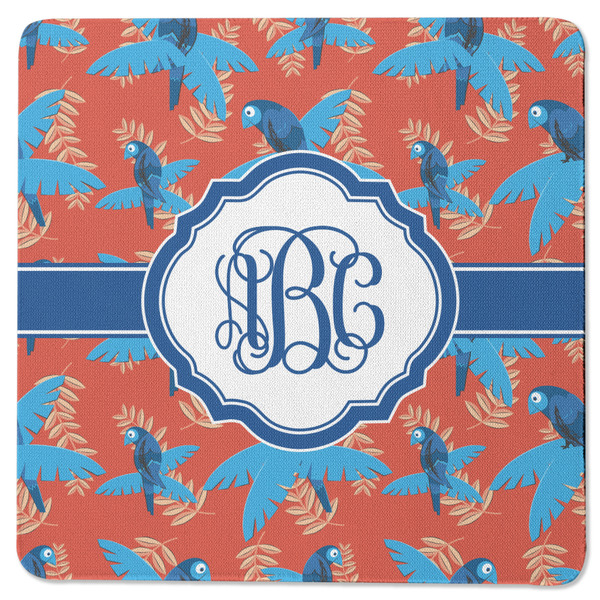 Blue Parrot Square Coaster Rubber Back - Single