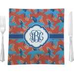 Blue Parrot 9.5" Glass Square Lunch / Dinner Plate- Single or Set of 4 (Personalized)