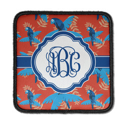 Blue Parrot Iron On Square Patch w/ Monogram