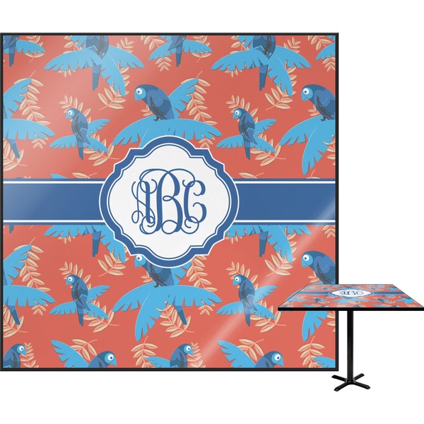 Custom Blue Parrot Square Table Top - 30" (Personalized)