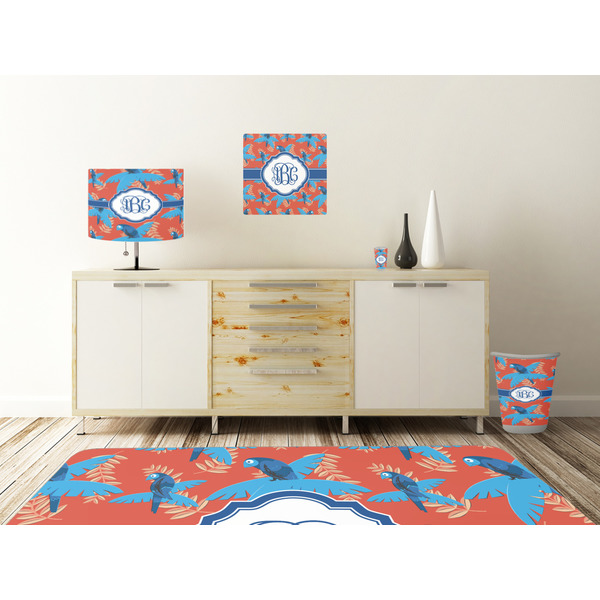 Blue Parrot Square Wall Decal Wooden Desk