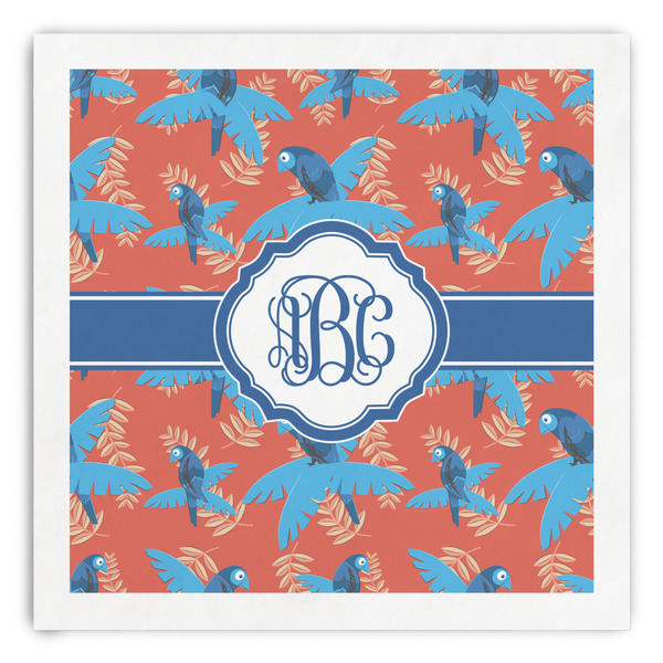 Custom Blue Parrot Paper Dinner Napkins (Personalized)