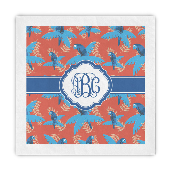 Custom Blue Parrot Decorative Paper Napkins (Personalized)