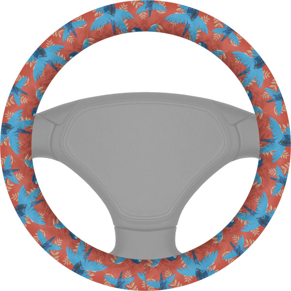Custom Blue Parrot Steering Wheel Cover