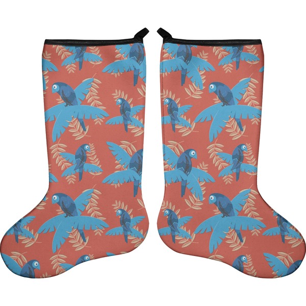Custom Blue Parrot Holiday Stocking - Double-Sided - Neoprene