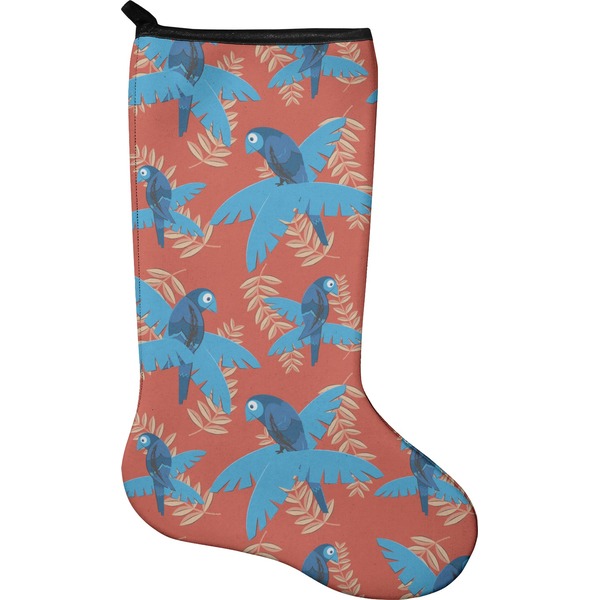 Custom Blue Parrot Holiday Stocking - Single-Sided - Neoprene