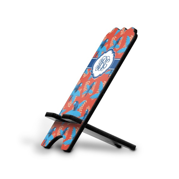 Custom Blue Parrot Stylized Cell Phone Stand - Small w/ Monograms