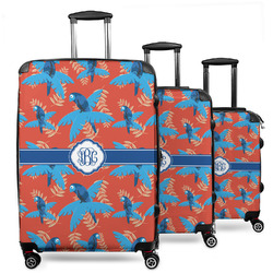 Blue Parrot 3 Piece Luggage Set - 20" Carry On, 24" Medium Checked, 28" Large Checked (Personalized)