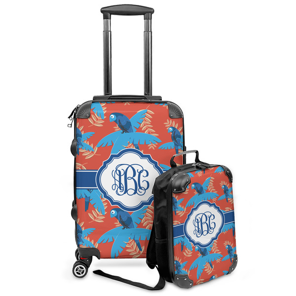 Custom Blue Parrot Kids 2-Piece Luggage Set - Suitcase & Backpack (Personalized)