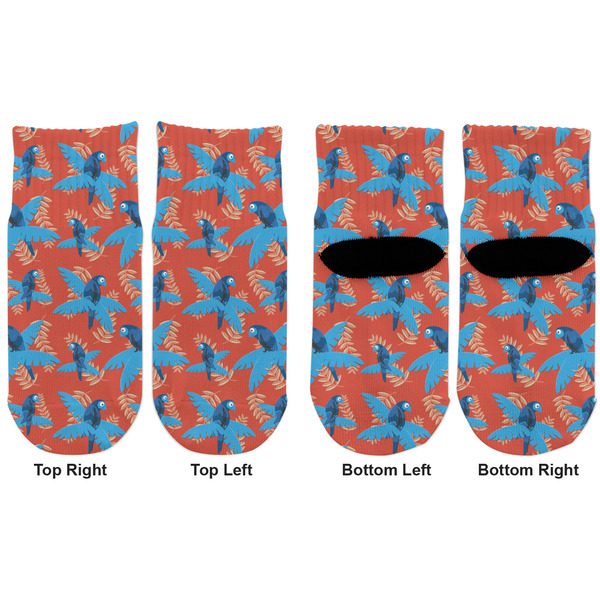 Blue Parrot Toddler Ankle Socks - Double Pair - Front and Back - Apvl