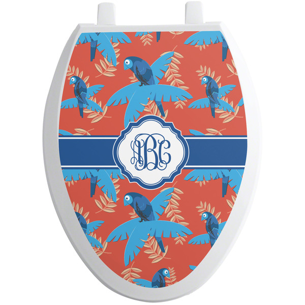 Custom Blue Parrot Toilet Seat Decal - Elongated (Personalized)