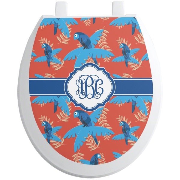 Custom Blue Parrot Toilet Seat Decal (Personalized)