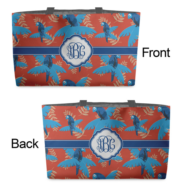 Blue Parrot Tote w/Black Handles - Front & Back Views