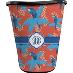 Blue Parrot Waste Basket - Single Sided (Black) (Personalized)