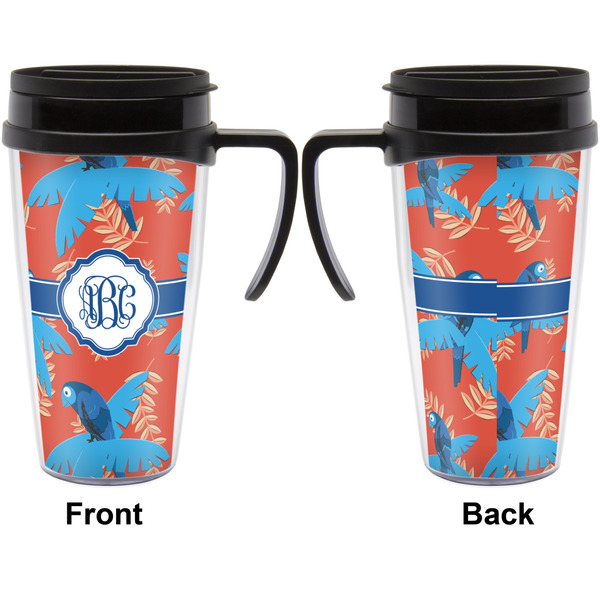 Blue Parrot Travel Mug with Black Handle - Approval